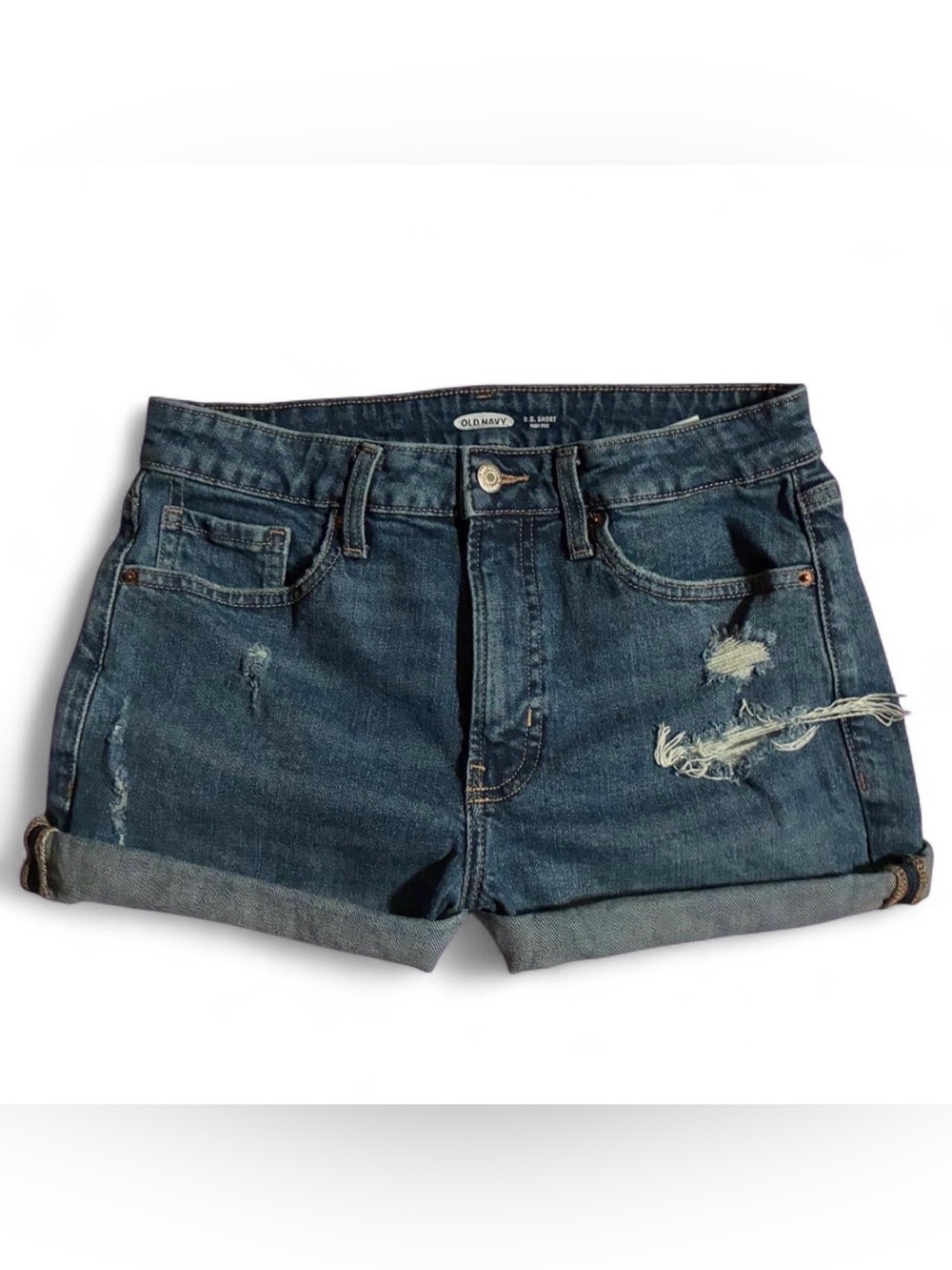 Old Navy Dark Wash Distressed Cuffed Jean Shorts